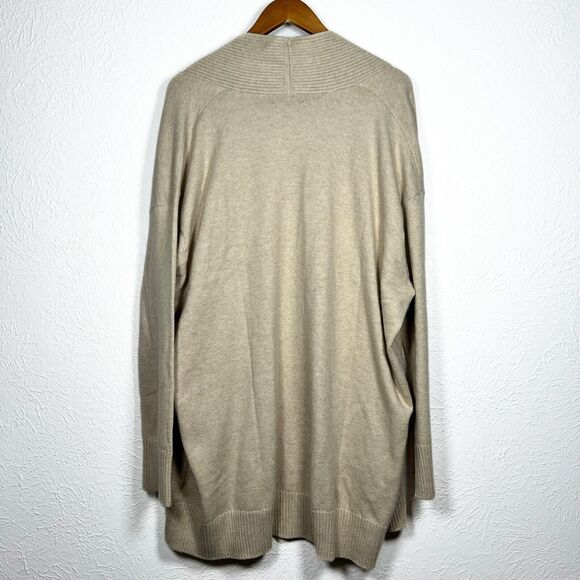 NWT Banana Republic Women's 2XL Ribbed Cream Beige Long Open Soft Cardigan - Picture 9 of 13